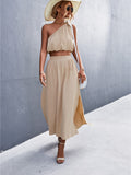 Women's Airy Summer Top and Wide Midi Skirt