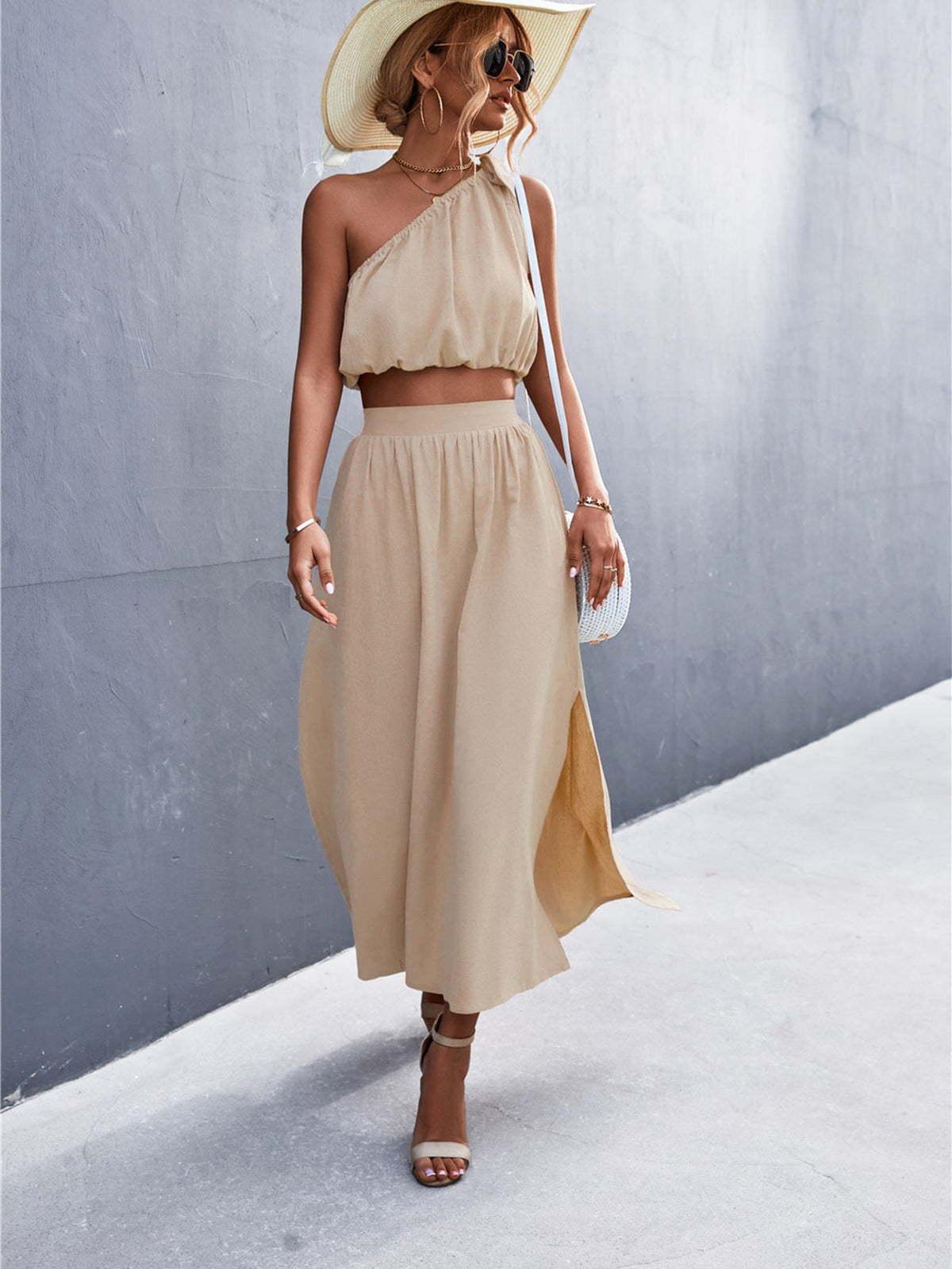 Women's Airy Summer Top and Wide Midi Skirt