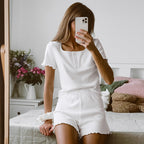 Women's Comfortable Ribbed Short-Sleeve Set
