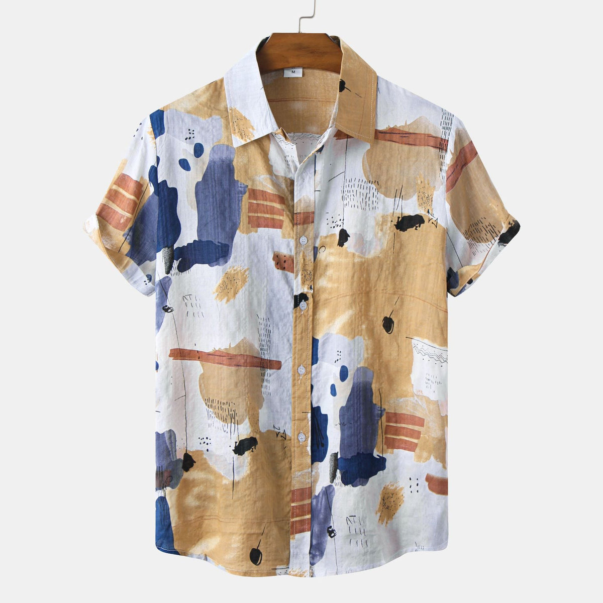 Women's Short-Sleeve Shirt with Artistic Color Design