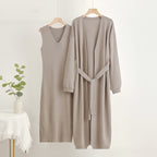 2-Piece V-Neck Dress and Cardigan Set