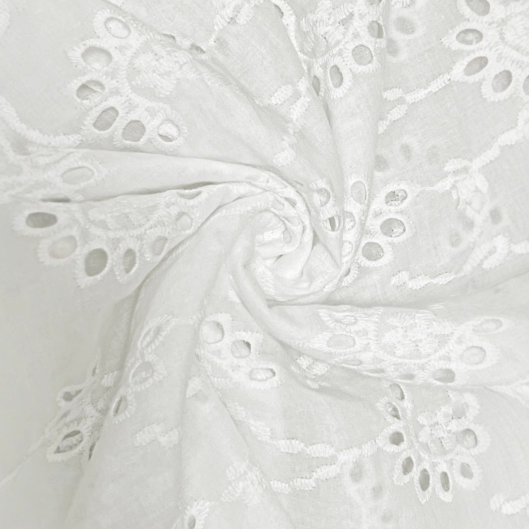 Women's Airy Blouse with Eyelet Patterns and Button Details