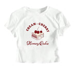 Women's Crop T-Shirt with Creative Dessert Motif