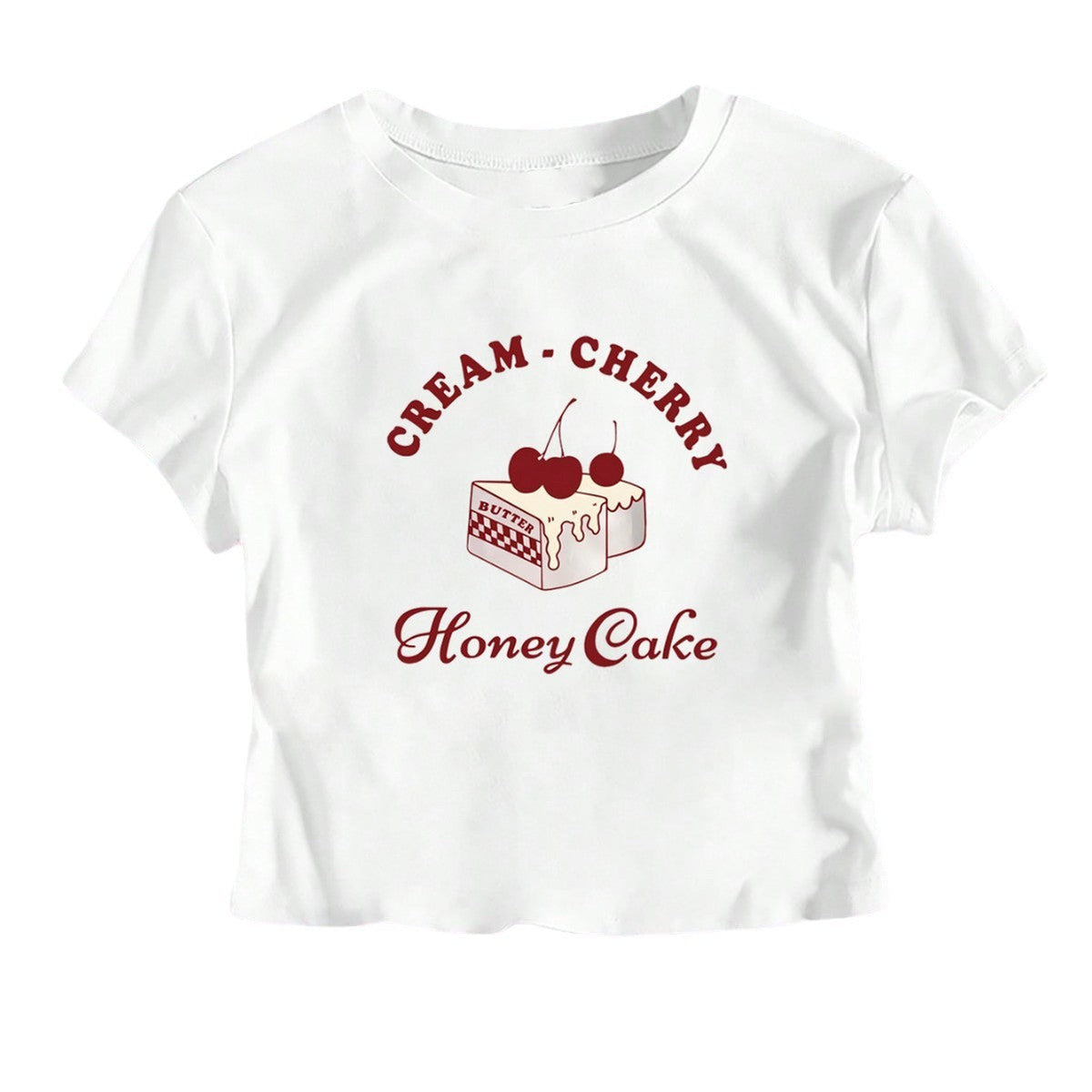 Women's Crop T-Shirt with Creative Dessert Motif
