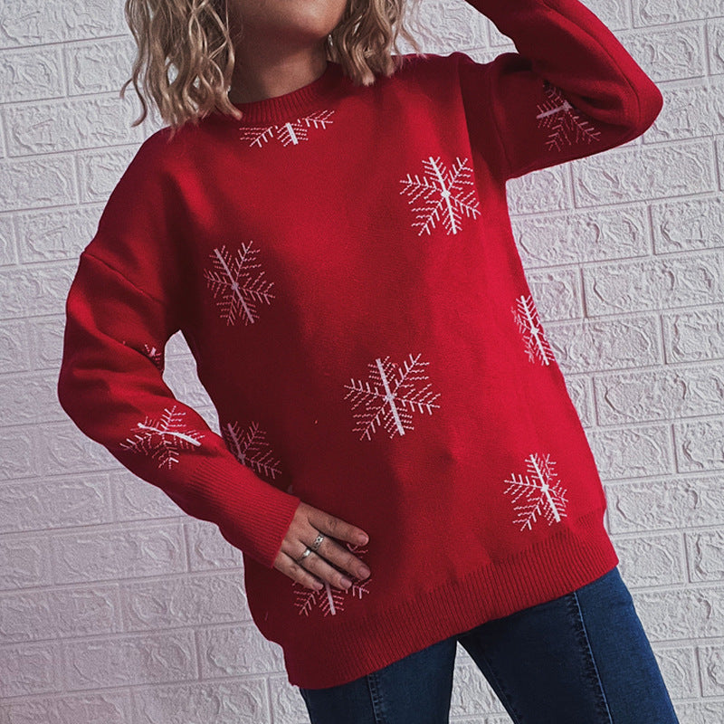 Women's Festive Sweater with Cheerful Bell Motif and Casual Cut