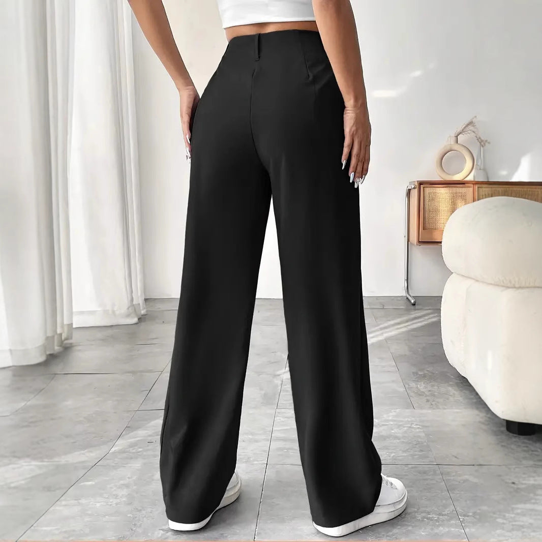 Elegant Wide-Leg Pleated Trousers