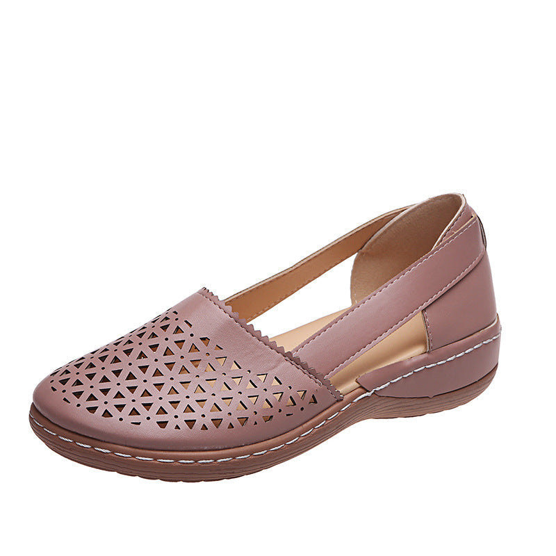 Women's Breathable Ballet Flats with Decorative Perforated Pattern