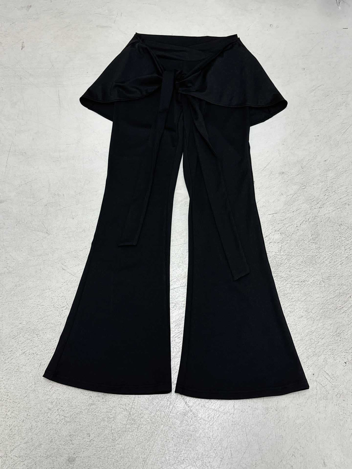 Women's Elegant Flared Pants with Wide Hem and Tie Waist