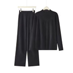 Elegant Long-Sleeve Top and Palazzo Pants Set