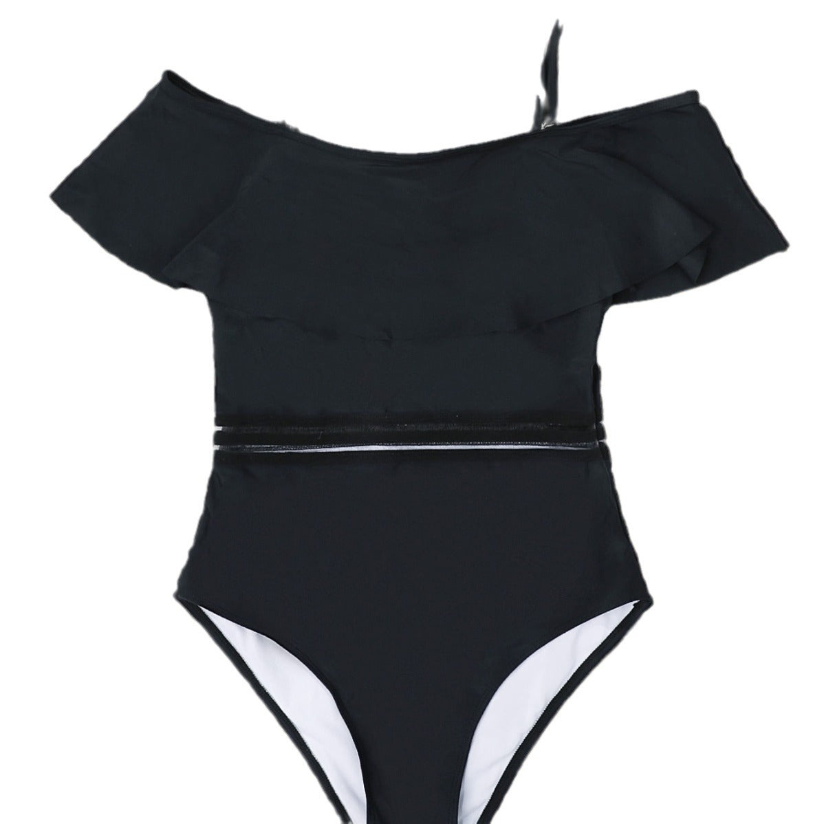 Women's Swimsuit with Ruffle Design and Elastic Waistband
