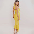 Women's Evening Dress with Wrap Design and Rhinestone Detail