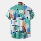 Women's Short-Sleeve Shirt with Artistic Color Design