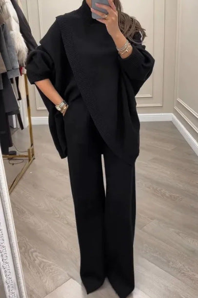 Women's Casual Knit Set with Wide Cut