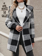 Women's Long Plaid Coat in Soft Material
