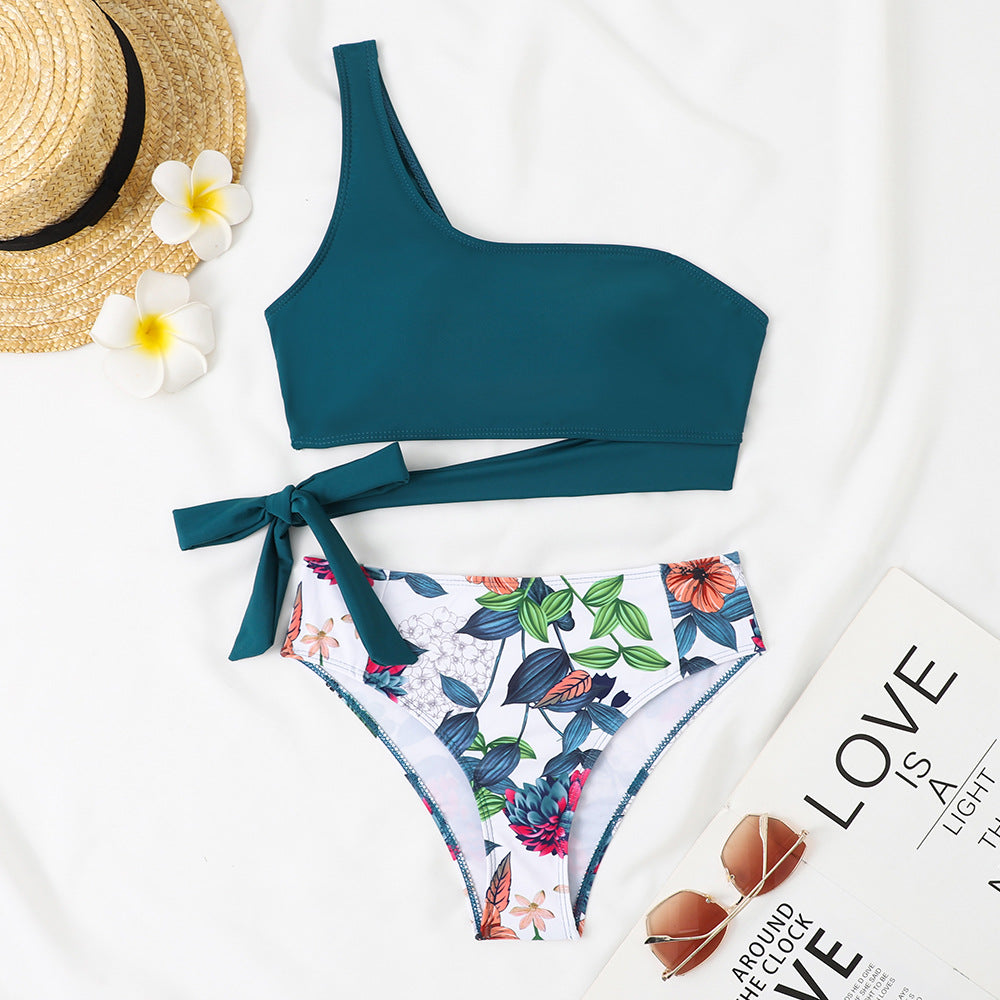 Women's Asymmetrical Bikini with Adjustable Tie