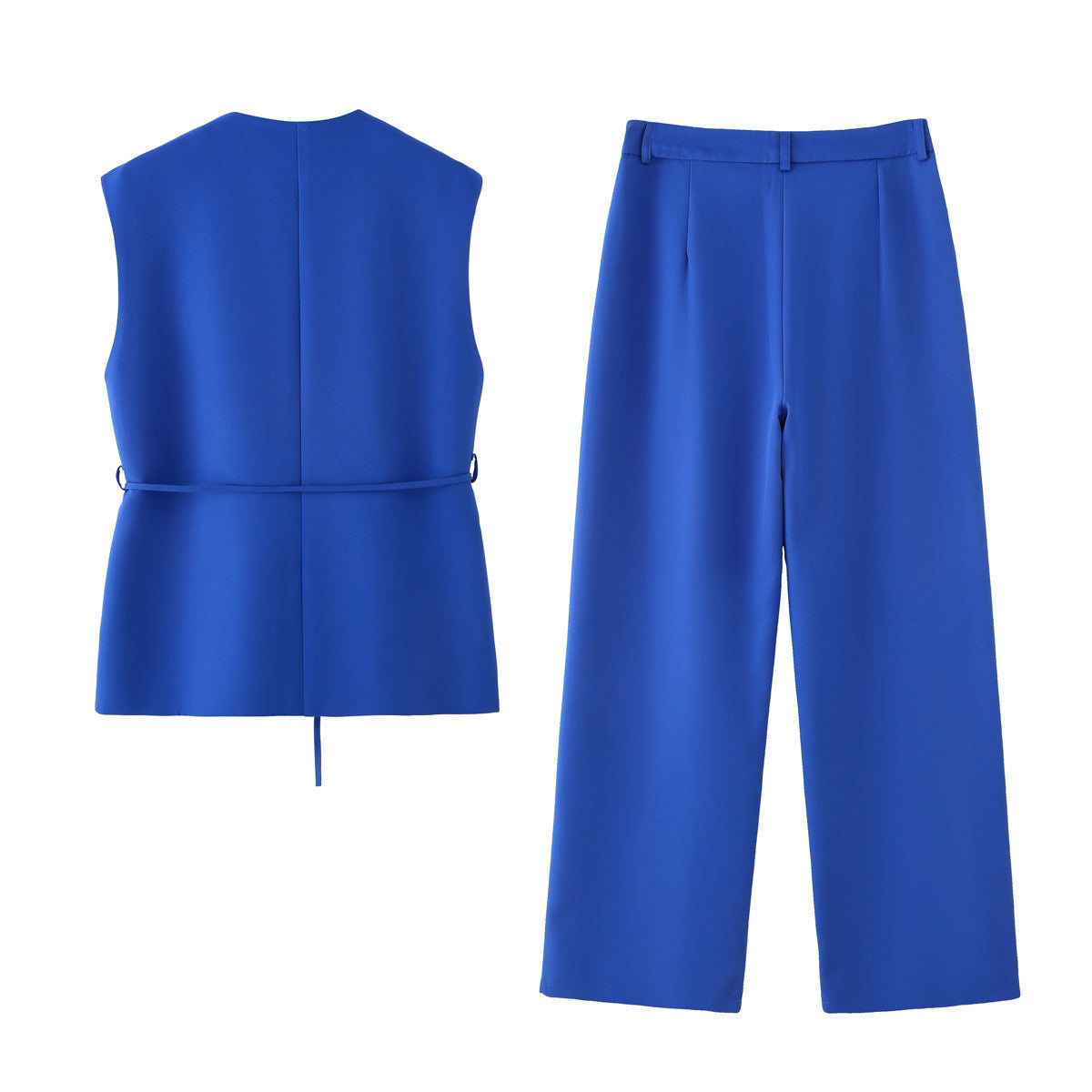 Women's Elegant Blazer and Trouser Ensemble with Modern Belt