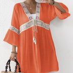 Women's Airy Beach Kimono with Floral Embroidery