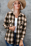 Women's Vintage-Style Plaid Flannel Shirt with Chest Pockets