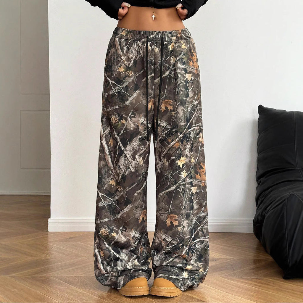 Women's Comfortable Floral Casual Pants with Elastic Waist