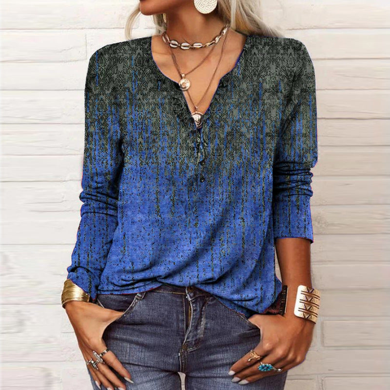 Women's Long-Sleeve Casual Shirt with Playful Pattern