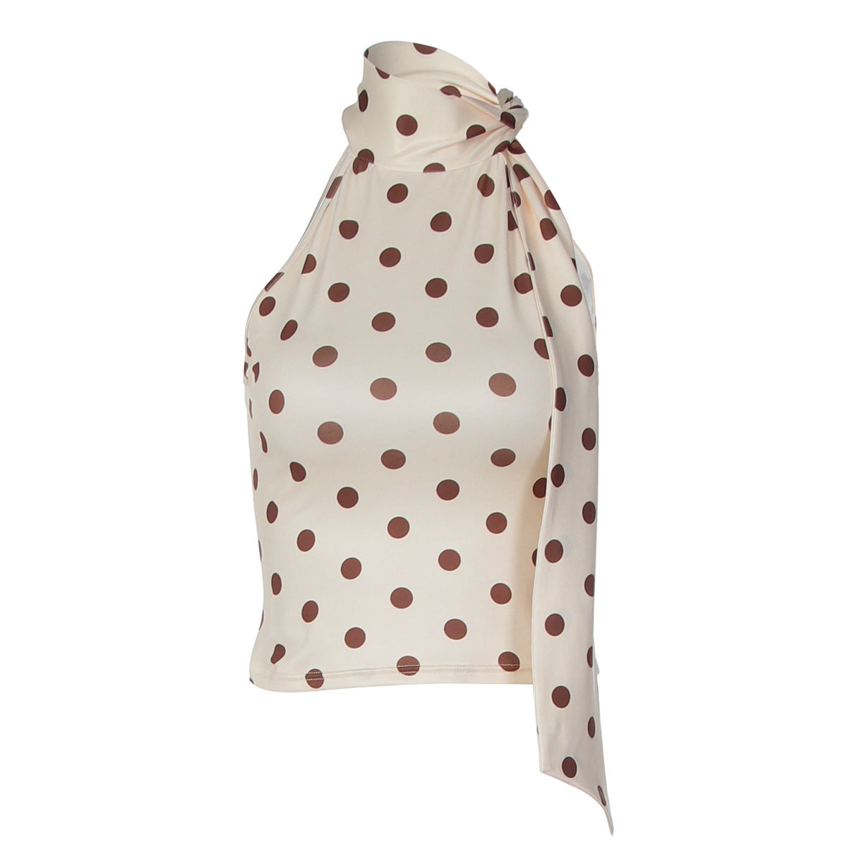 Women's Asymmetric Polka-Dot Halter Top