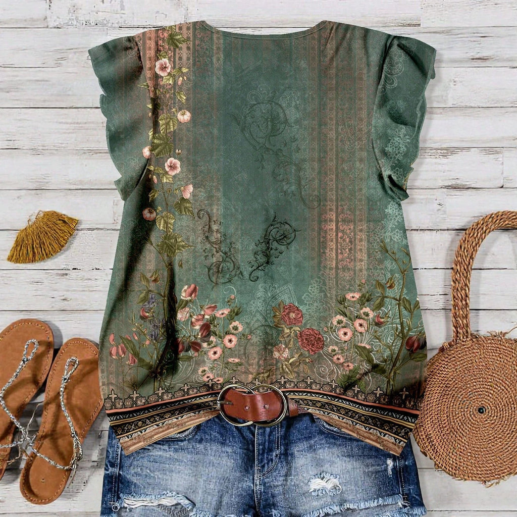 Women's Blouse with Floral Pattern