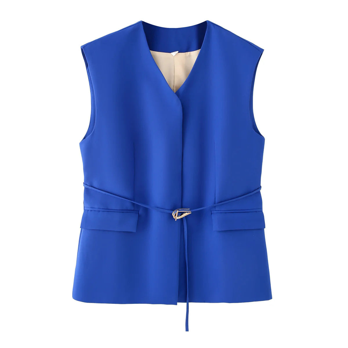 Women's Elegant Blazer and Trouser Ensemble with Modern Belt