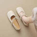 Women's Ballet Flats with Elegant Pearl Appliqué