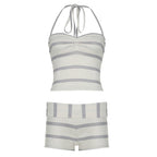 Women's Swim Set with Trendy Stripe Pattern