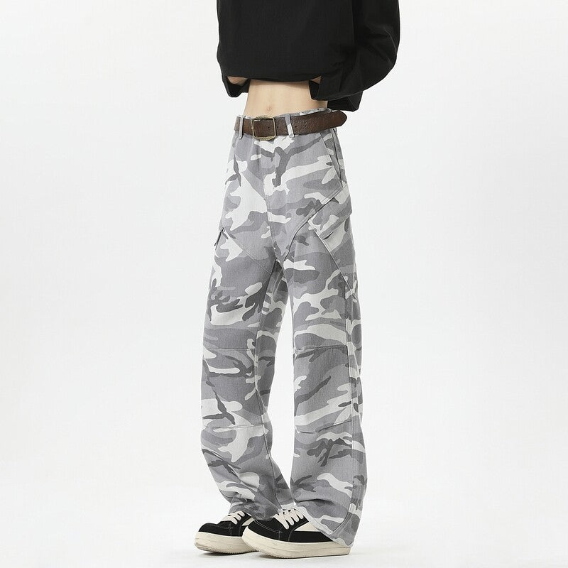 Women's Camouflage Cargo Pants with High Pockets