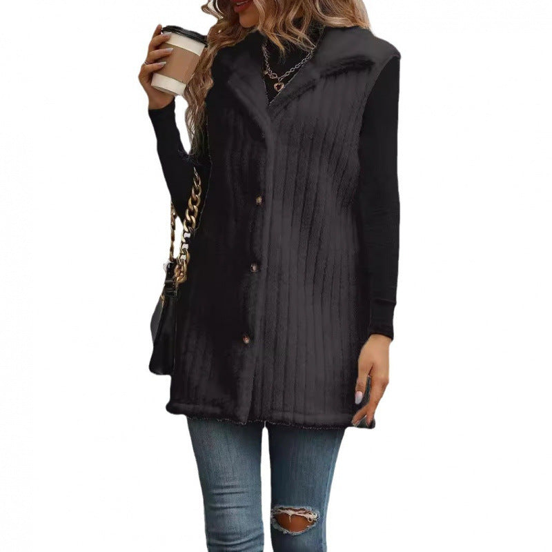 Women's Elegant and Cozy Teddy Jacket with Button Placket