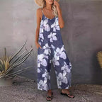 Women's Wide Leg Jumpsuit with Fashionable Pattern