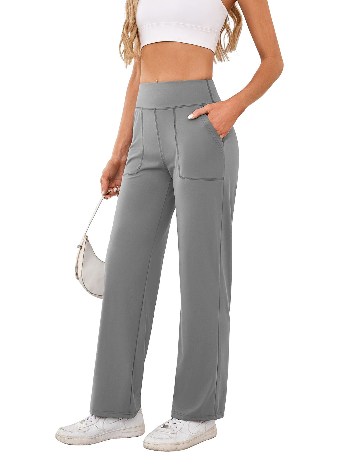 Women's Comfortable Casual Pants with Side Pockets and Elastic Waistband
