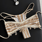 Women's Bandeau Bikini with Unique Embellishments