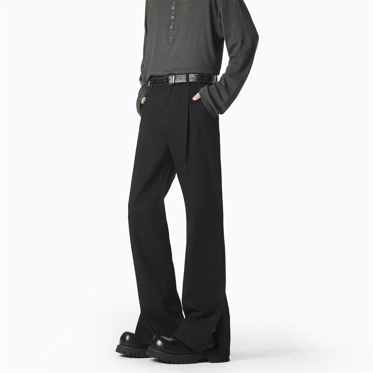 Women's Elegant Wide-Leg Casual Trousers with Fine Pleats