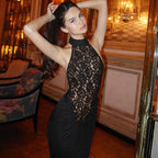 Women's Evening Dress with Elegant Lace Bodice and Figure-Hugging Silhouette