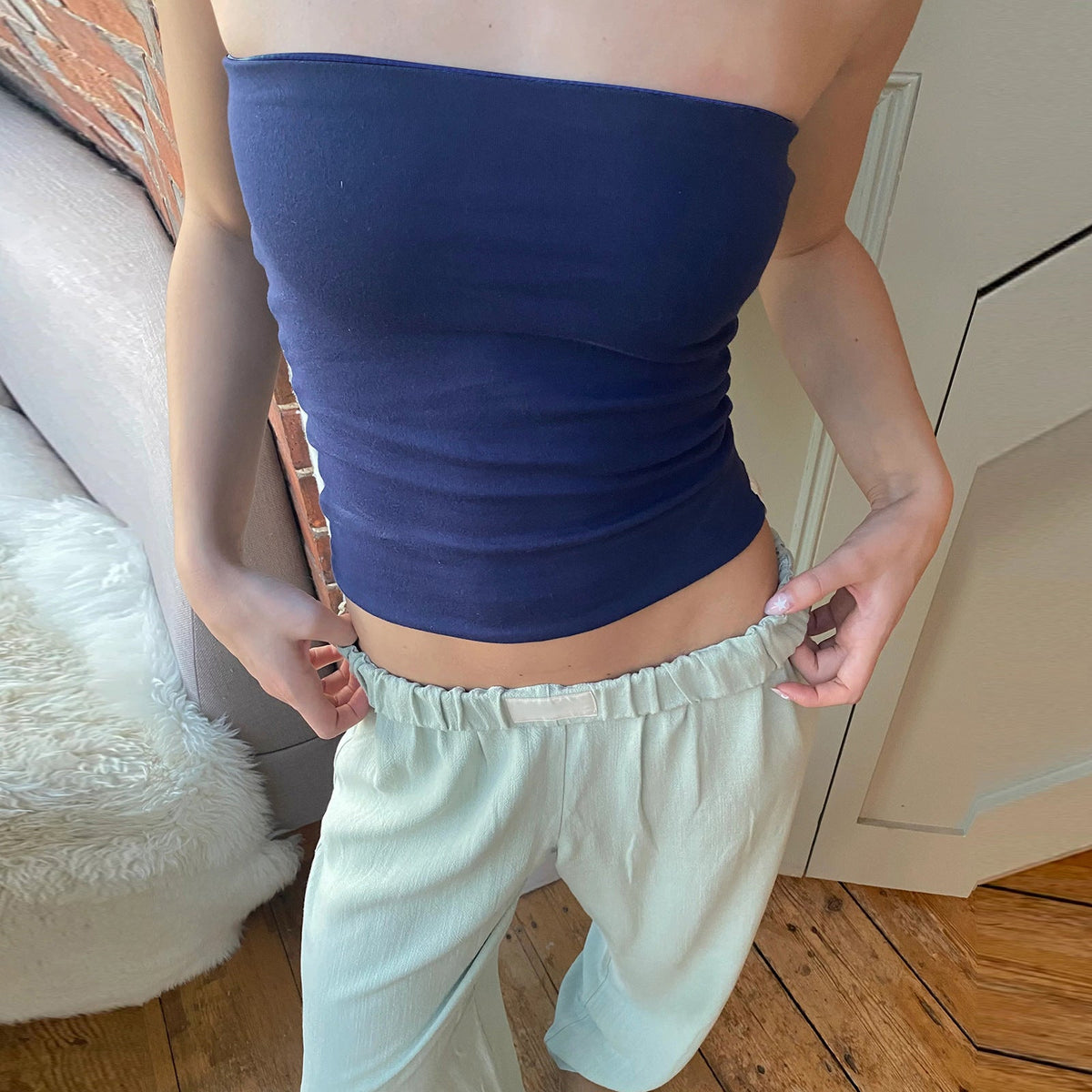 Women's Bustier Top with Fine Stripes