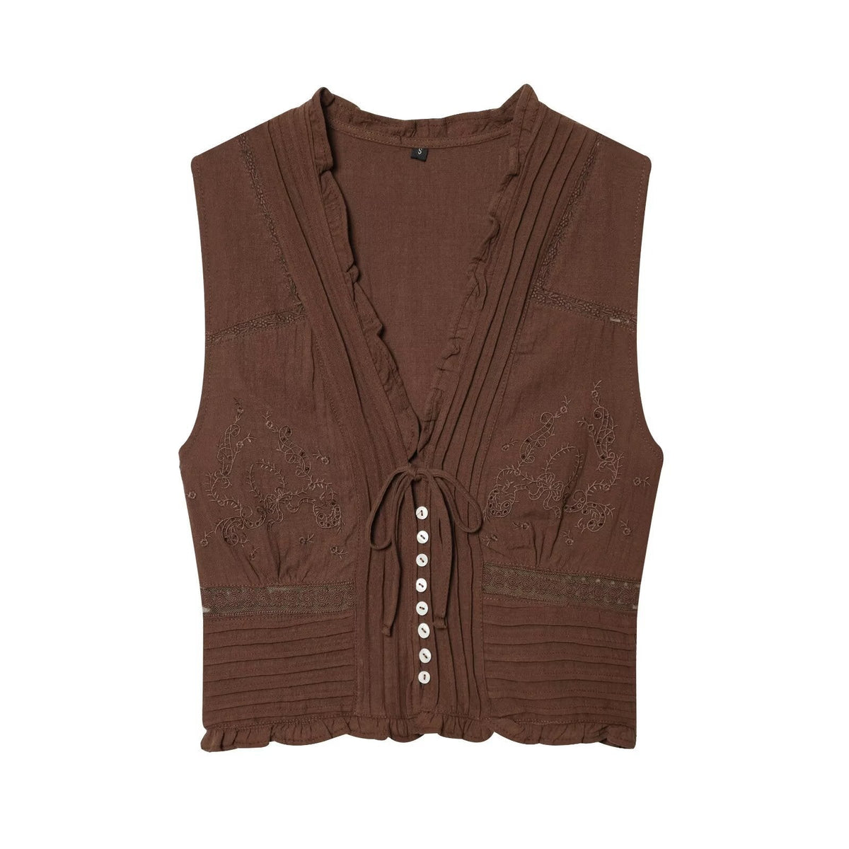 Women's Blouse Shirt with Fine Draping and Decorative Button Details