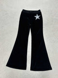 Women's Elegant Flared Trousers with Glitter Star Detail