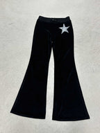 Women's Elegant Flared Trousers with Glitter Star Detail