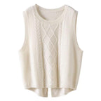 Women's Sleeveless Cable Knit Vest with Modern Details