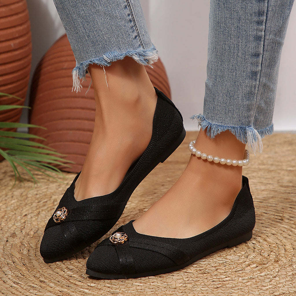 Women's Ballet Flats with Decorative Ornament