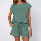 Women's Casual Two-Piece Set with Pockets and Loose Fit