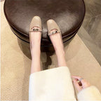 Women's Ballet Flats with Strap and Shimmer Accent