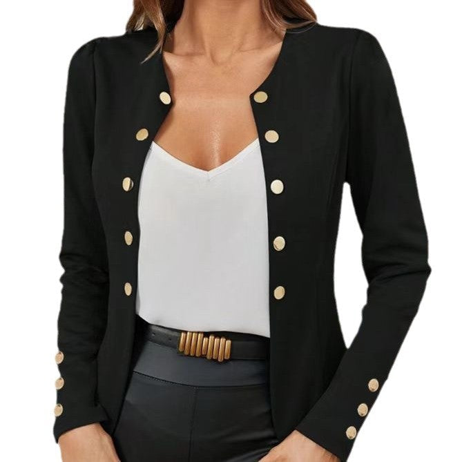 Women's Elegant Blazer with Contrasting Buttons
