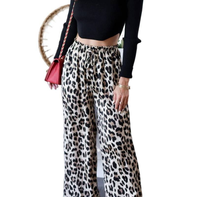 Women's Elegant Wide-Leg Pants in Trendy Leopard Print
