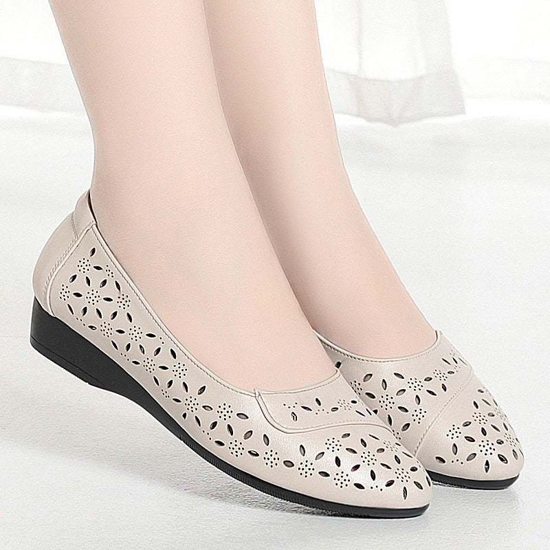 Women's Ballet Flats with Delicate Perforated Pattern and Comfortable Footbed