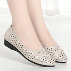 Women's Ballet Flats with Delicate Perforated Pattern and Comfortable Footbed