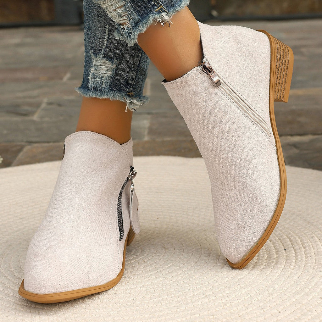 Women's Ankle Boots with Asymmetric Zipper