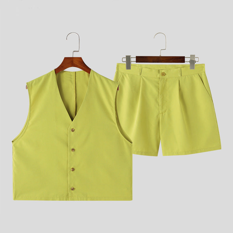 Elegant Women's Sleeveless Blazer and Shorts Set